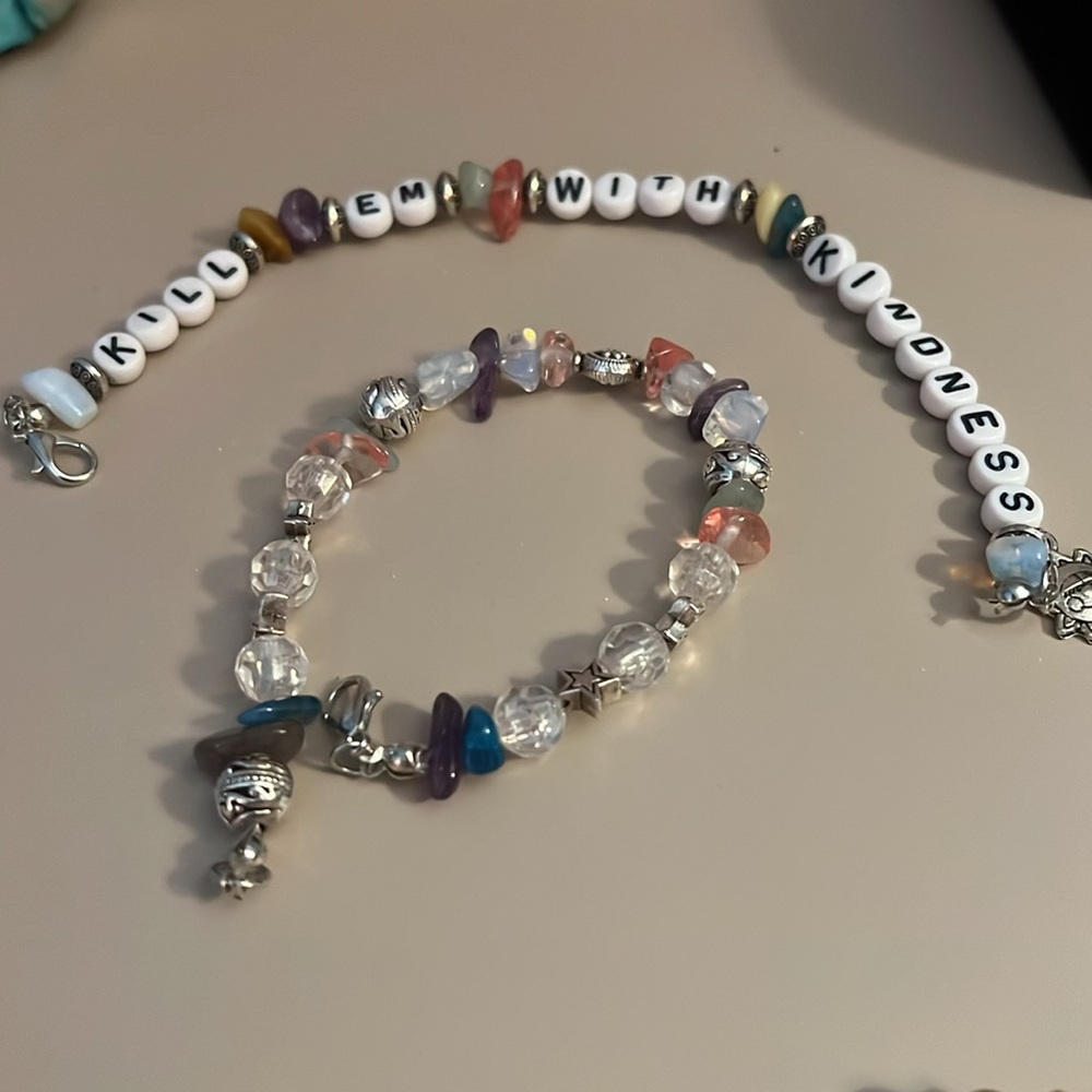 Kill ‘em With Kindness Colorful Beaded Bracelet, Inspirational Message